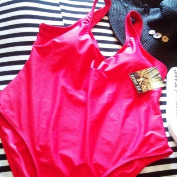 Skinny Dip Red One Piece Bathing Suit High Cut Size US XL - Picture 15 of 16